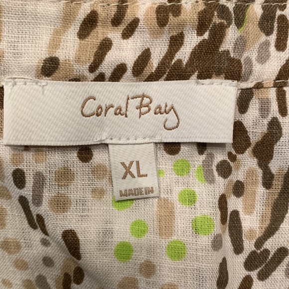 Coral Bay Beige, Brown & Lime Animal Print Blouse NWT - Picture 3 of 4